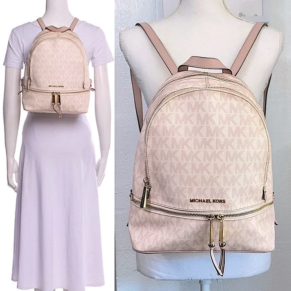 RARE ✨ Michael Kors monogram pink backpack Michael Kors Rhea Medium Signature Logo Backpack  main image 4